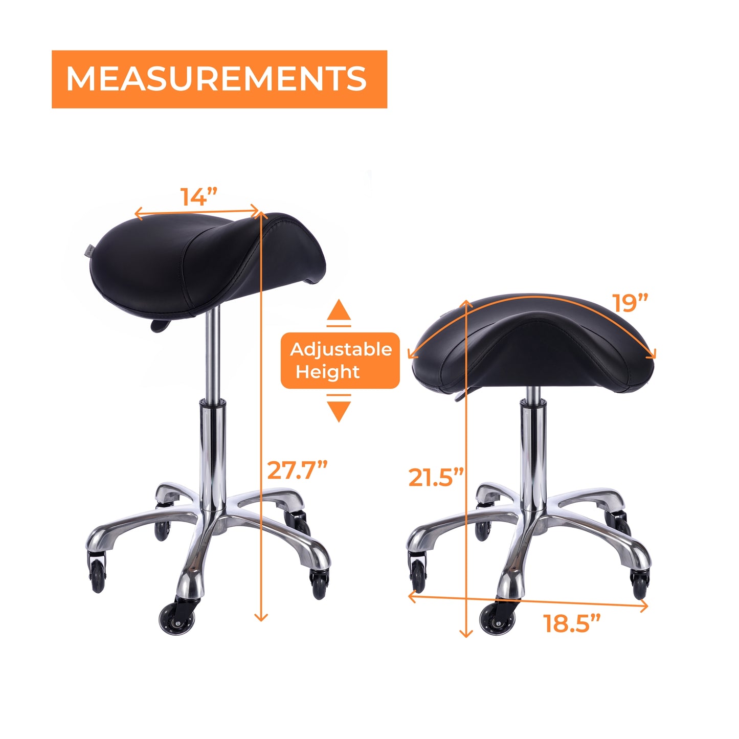 Spa Numa SADDLE Stool with Metal Base - 1022A - Black