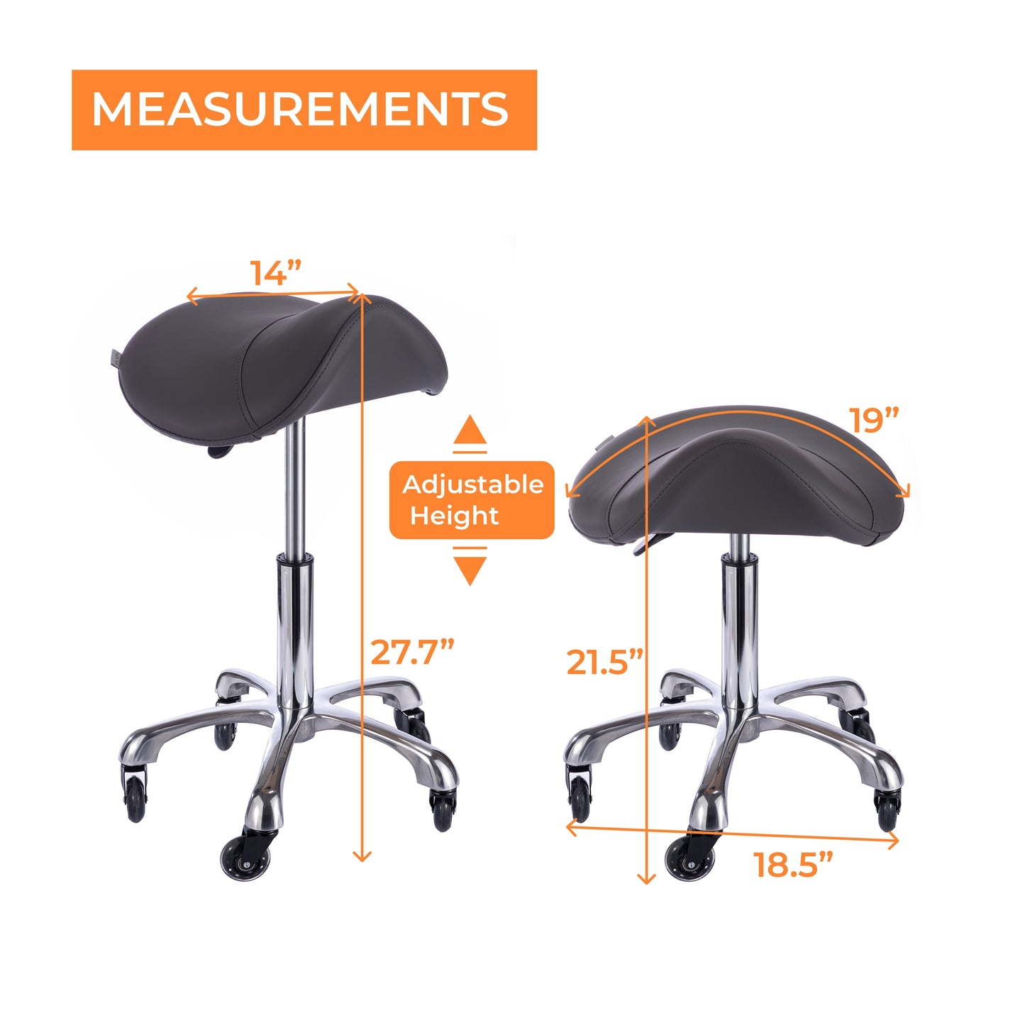 Spa Numa SADDLE Stool with Metal Base - 1022A - Gray