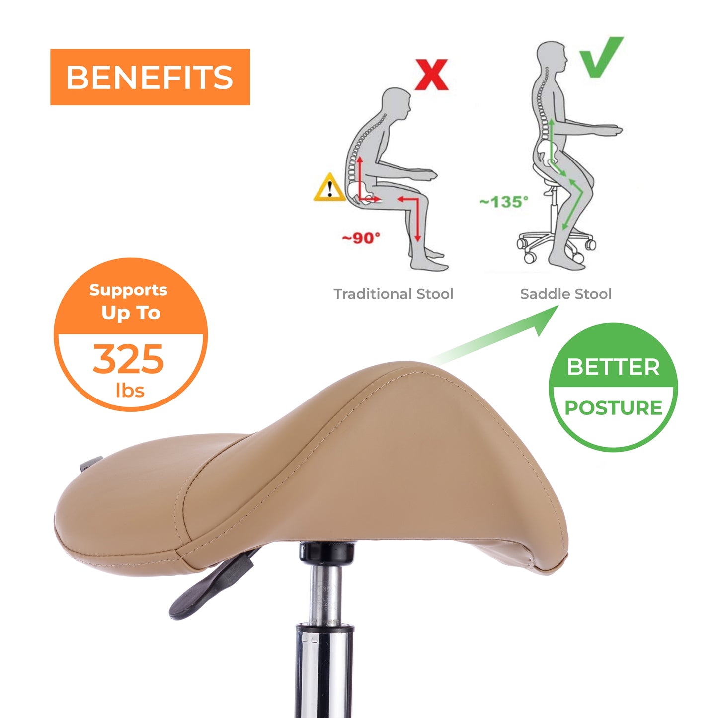 Spa Numa SADDLE Stool with Metal Base - 1022A