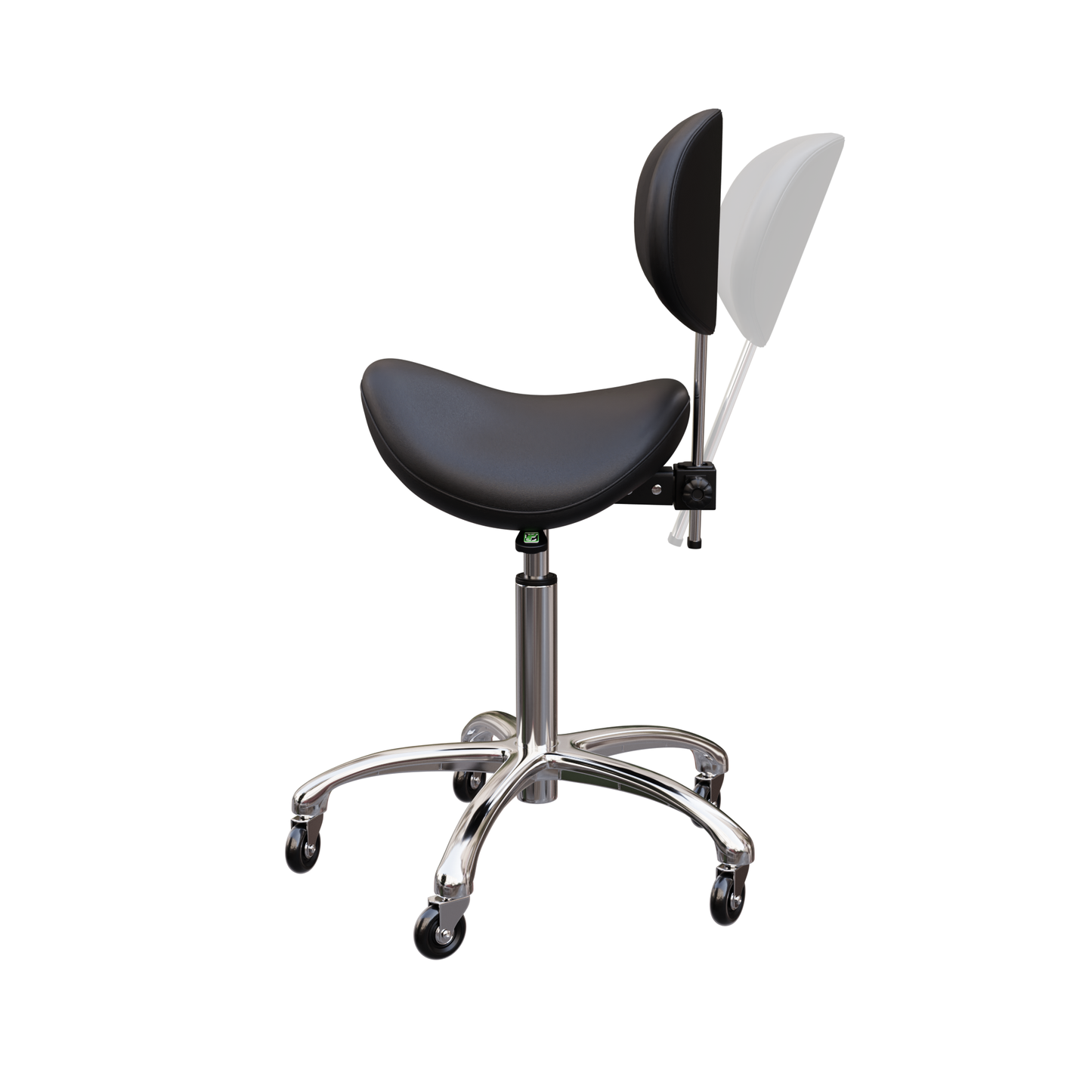 Spa Numa LOLA Saddle Stool with Backrest and Metal Base - 1025 - Black