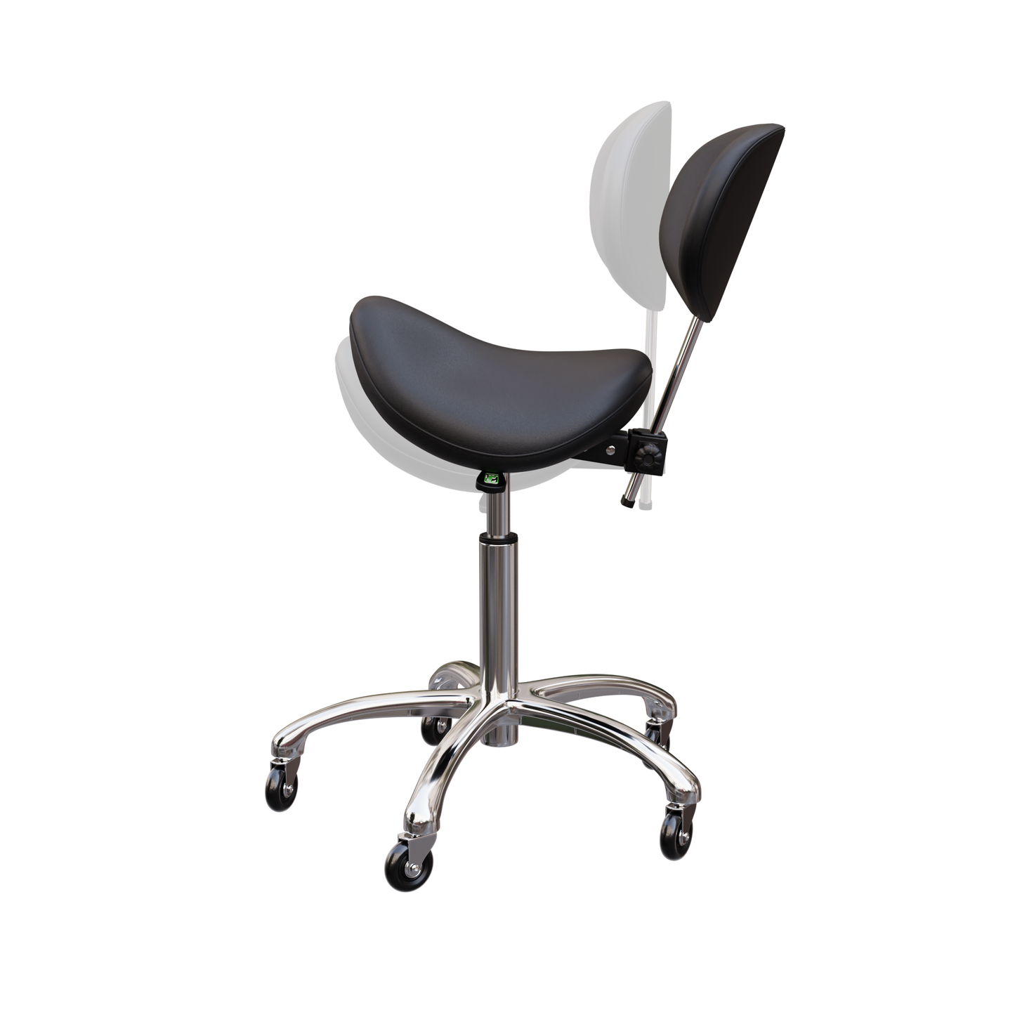 Spa Numa LOLA Saddle Stool with Backrest and Metal Base - 1025 - Black