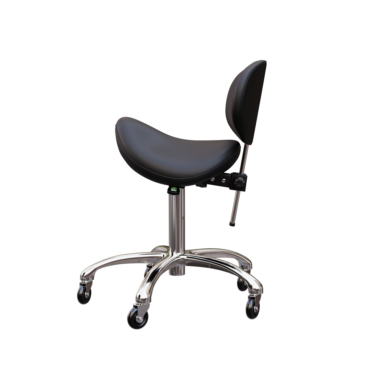 Spa Numa LOLA Saddle Stool with Backrest and Metal Base - 1025 - Black
