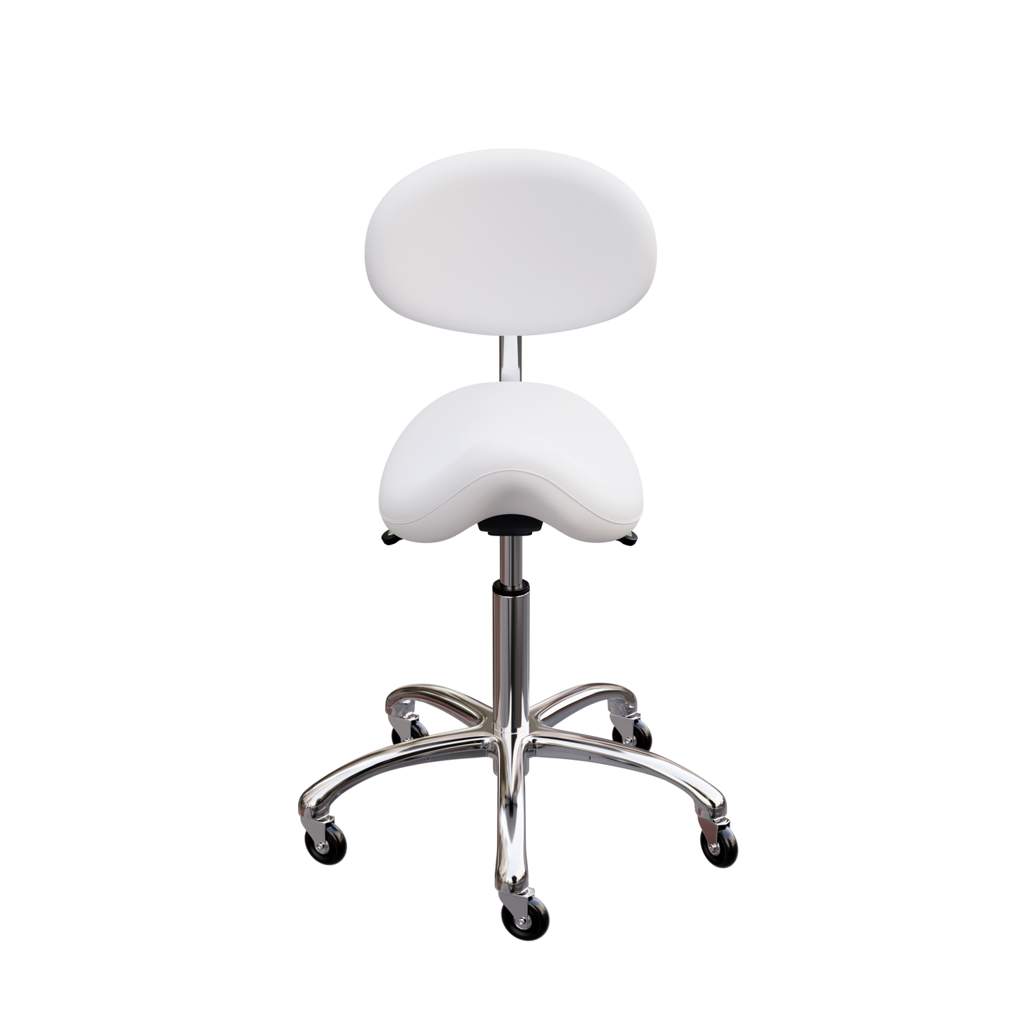 Spa Numa LOLA Saddle Stool with Backrest and Metal Base - 1025 - White