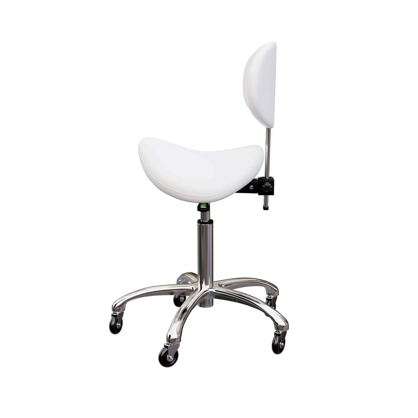Spa Numa LOLA Saddle Stool with Backrest and Metal Base - 1025 - White