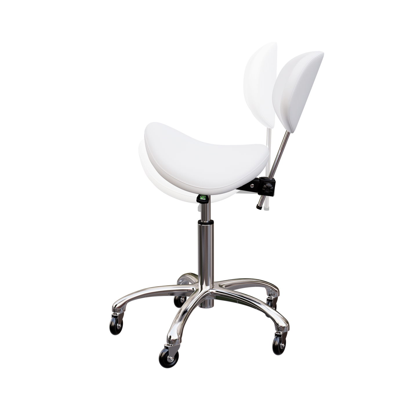 Spa Numa LOLA Saddle Stool with Backrest and Metal Base - 1025 - White