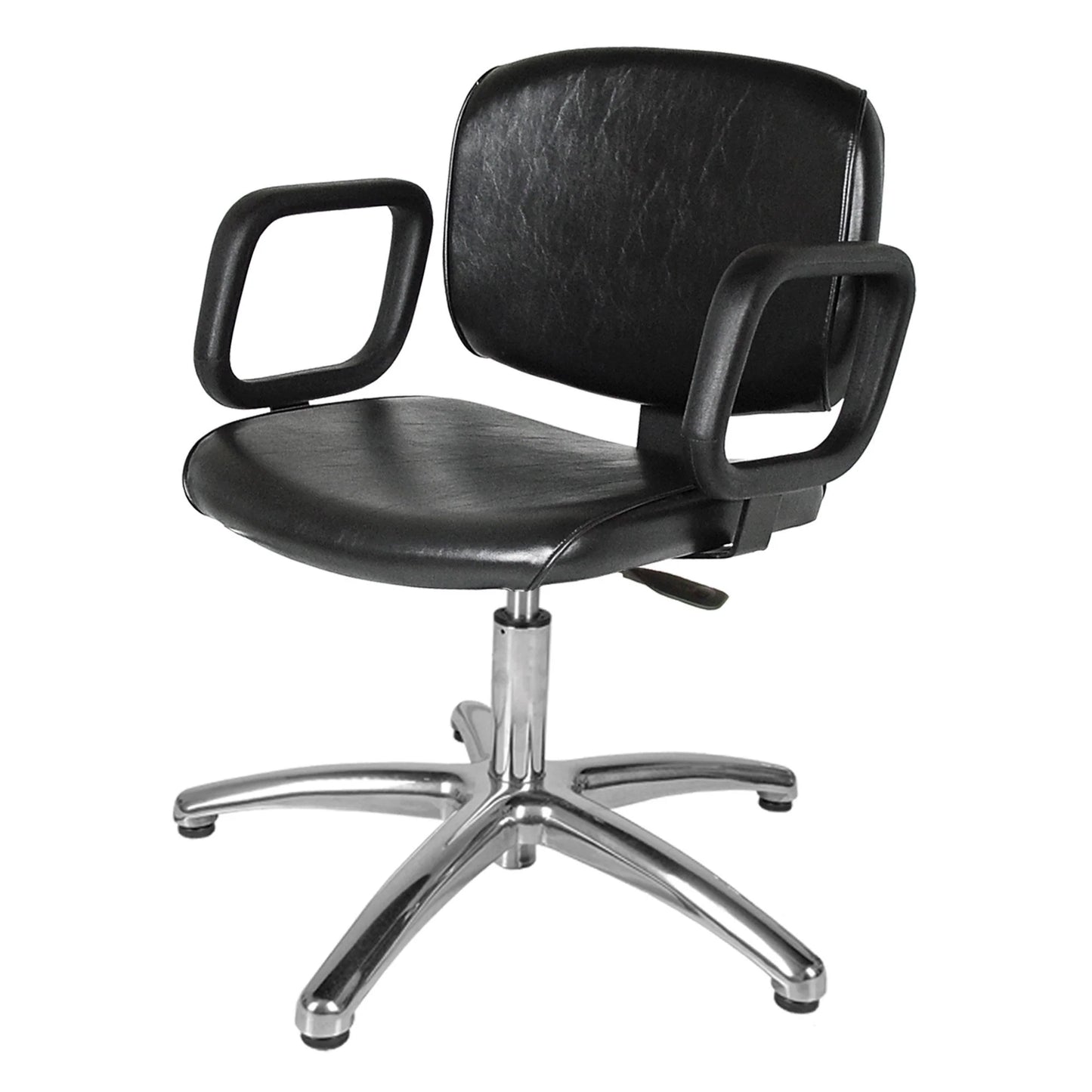 Collins-QSE Lever-Control Shampoo Chair with cushioned black upholstery and side lever for smooth reclining during shampoo services