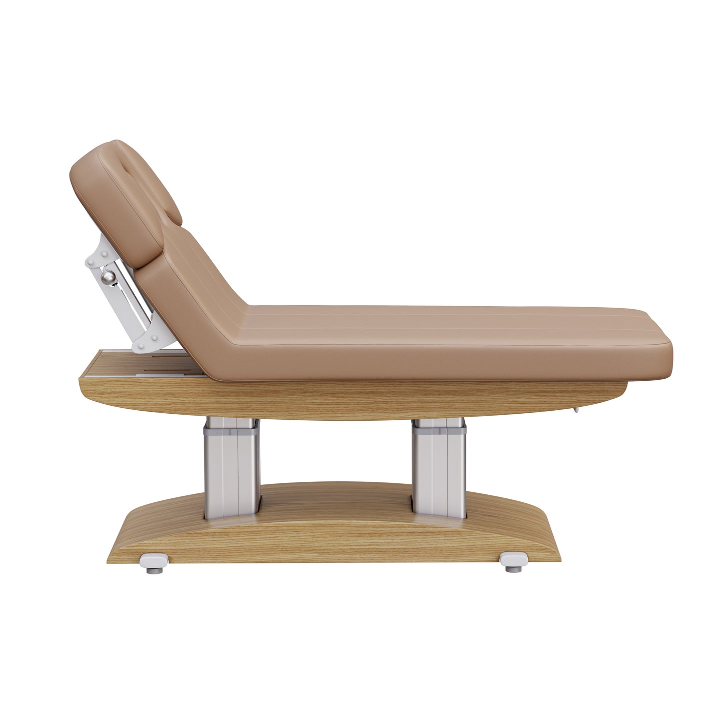 Spa Numa BLISS 4 motor electric massage and treatment bed with wood base, adjustable armrests and headrest with breathing hole, polyurethane upholstery, and Trendelenburg function—ideal for luxury spa and wellness treatments.