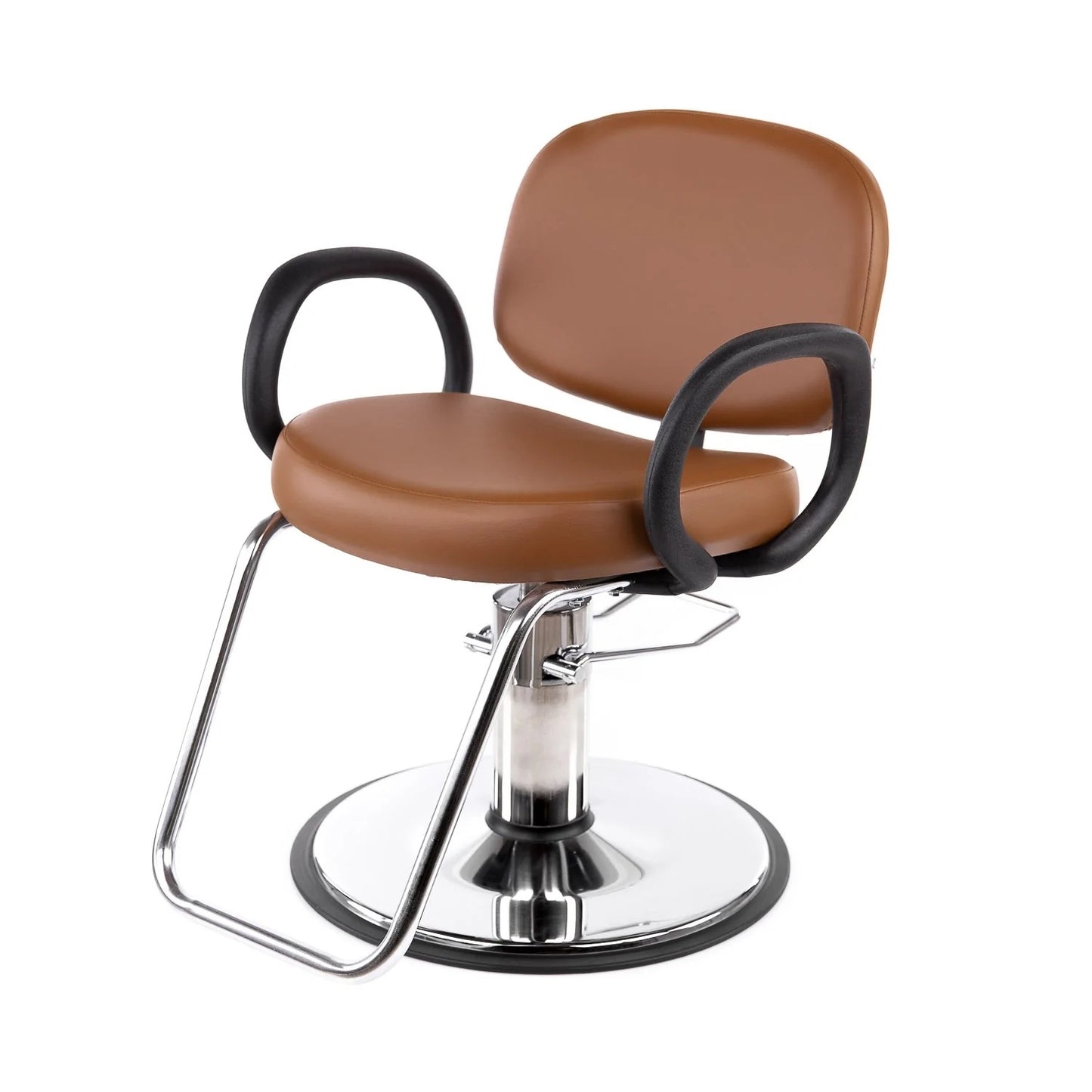 Side view of Kiva Styling Chair featuring curved armrests and a sleek, contemporary design.