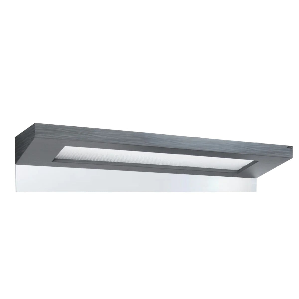 A wall-mounted soffit light fixture with a modern design, featuring a rectangular body with fluted molding and rosette details, in a color-matched finish.