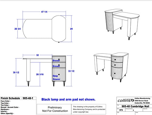 Collins Cambridge Manicure Table with 47 Color Options! - COL-905-48-1