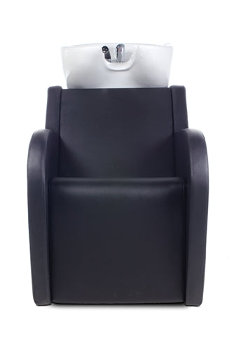 Salon shampoo chair with adjustable ceramic basin for client comfort