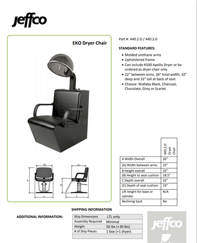 Jeffco Dryer Chair - 440 EKO