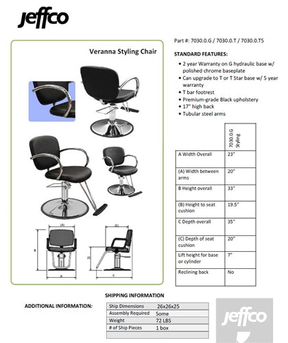 Jeffco Veranna Styling Chair - 7030