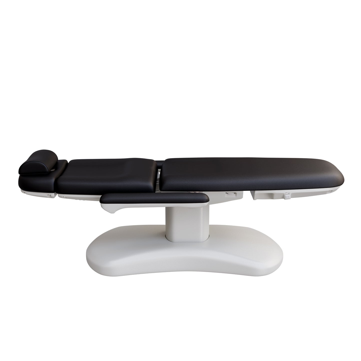 Spa Numa LUCENT 4 motor electric treatment chair with pedestal column base, vegan leather upholstery, Trendelenburg position, and adjustable armrests—ideal for facials, medspa services, and luxury salon treatments in compact spaces.
