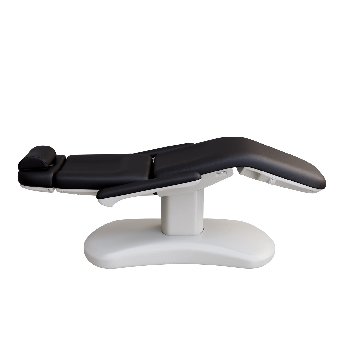 Spa Numa LUCENT 4 motor electric treatment chair with pedestal column base, vegan leather upholstery, Trendelenburg position, and adjustable armrests—ideal for facials, medspa services, and luxury salon treatments in compact spaces.
