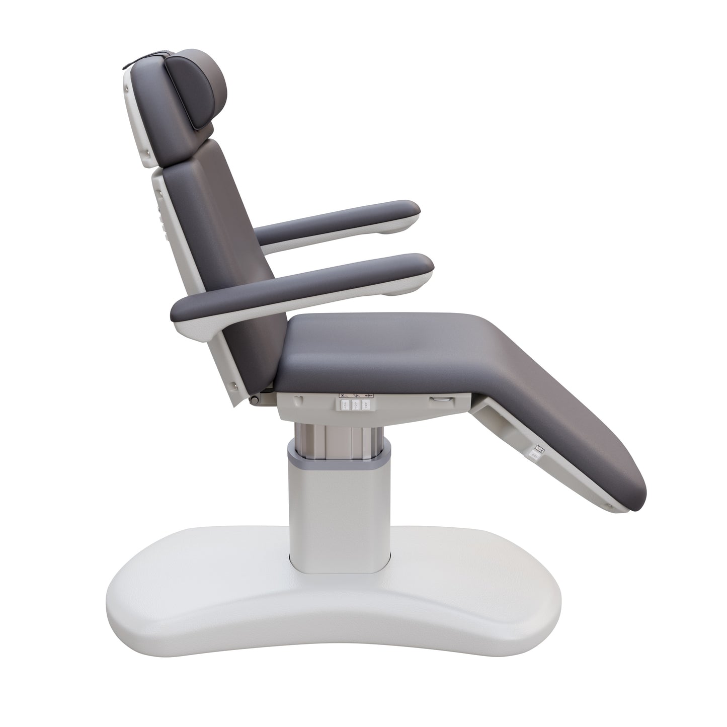 Spa Numa LUCENT 4 motor luxury electric treatment chair with pedestal base, Trendelenburg function, reversible armrests, and vegan leather upholstery—perfect for facials, medspa treatments, and compact spa rooms.