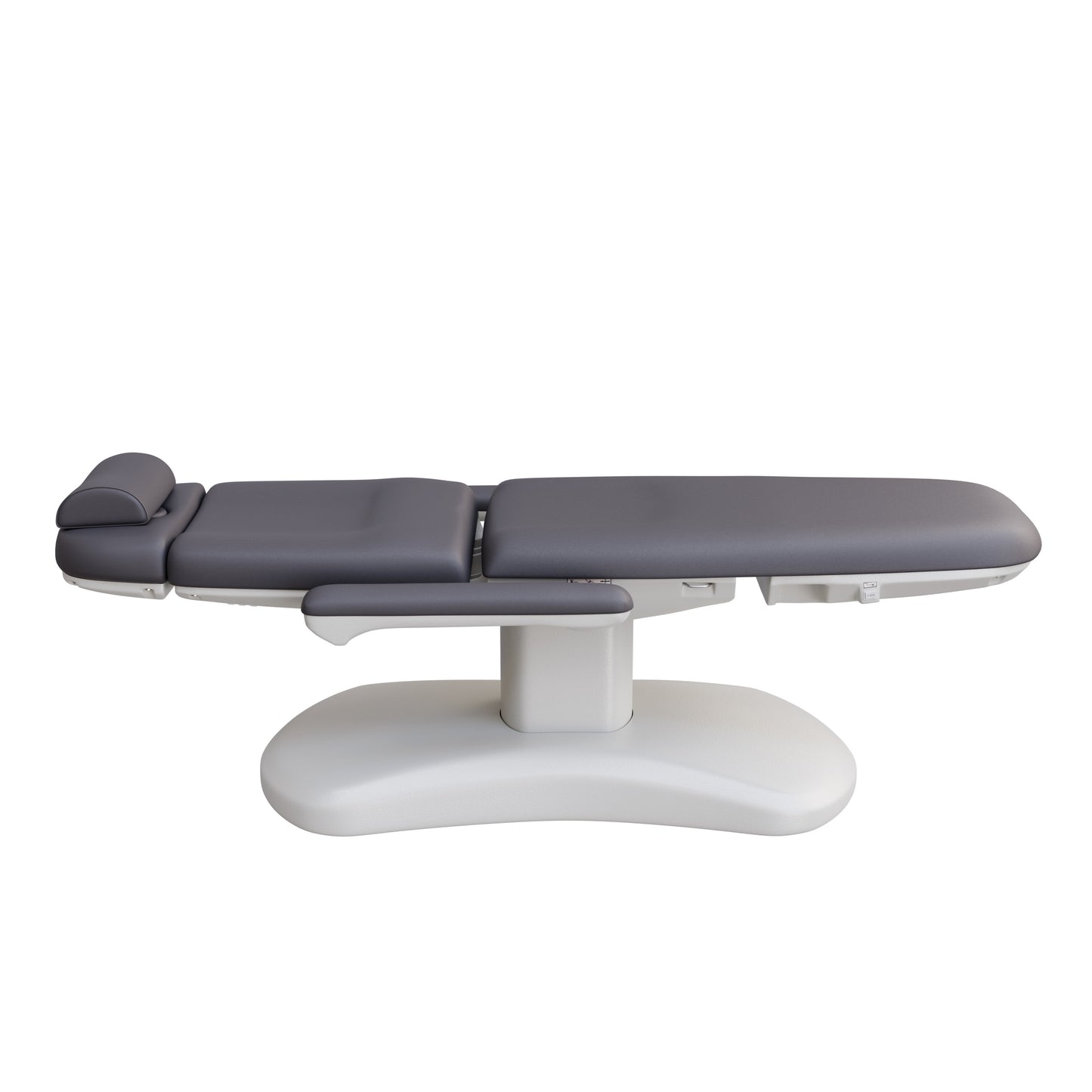 Spa Numa LUCENT 4 motor luxury electric treatment chair with pedestal base, Trendelenburg function, reversible armrests, and vegan leather upholstery—perfect for facials, medspa treatments, and compact spa rooms.