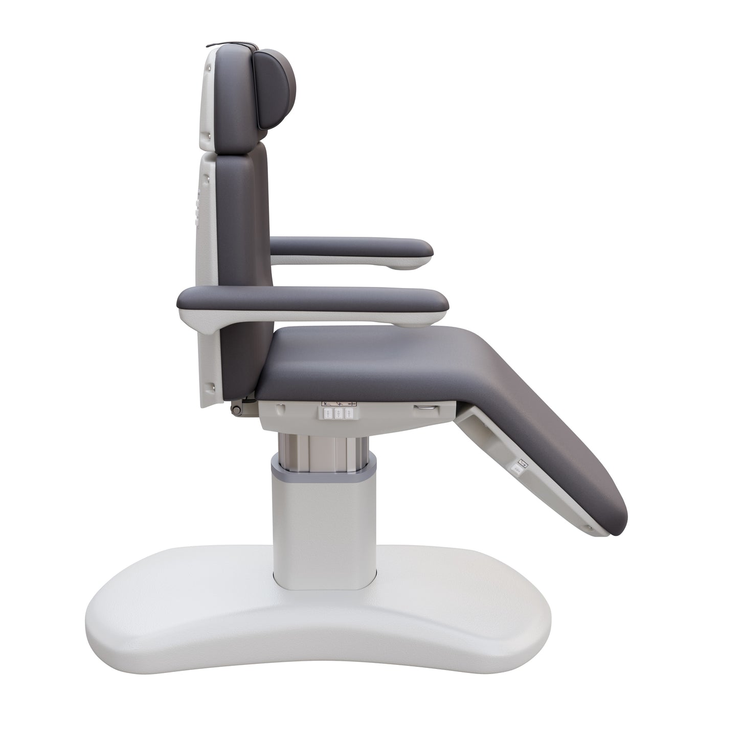 Spa Numa LUCENT 4 motor luxury electric treatment chair with pedestal base, Trendelenburg function, reversible armrests, and vegan leather upholstery—perfect for facials, medspa treatments, and compact spa rooms.