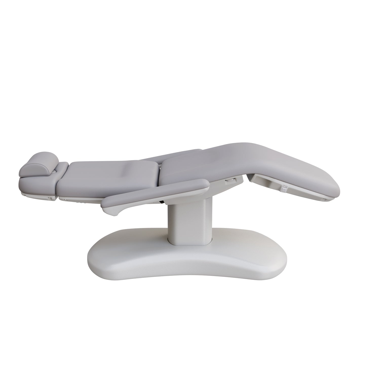 Spa Numa LUCENT 4 motor luxury electric treatment chair with pedestal base, Trendelenburg positioning, extendable headrest, and vegan leather upholstery—ideal for high-end spa, facial, and medical aesthetic procedures in compact treatment rooms.