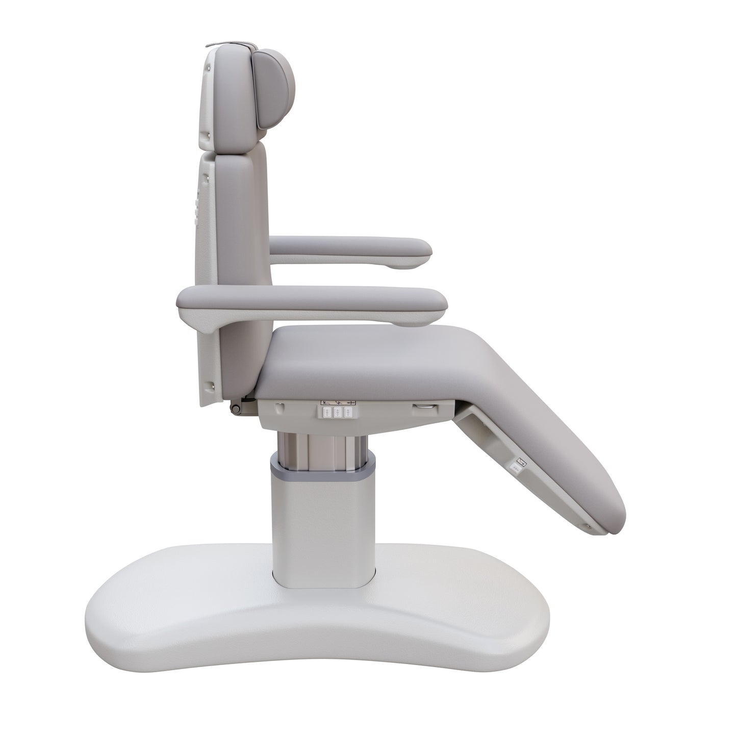 Spa Numa LUCENT 4 motor luxury electric treatment chair with pedestal base, Trendelenburg positioning, extendable headrest, and vegan leather upholstery—ideal for high-end spa, facial, and medical aesthetic procedures in compact treatment rooms.