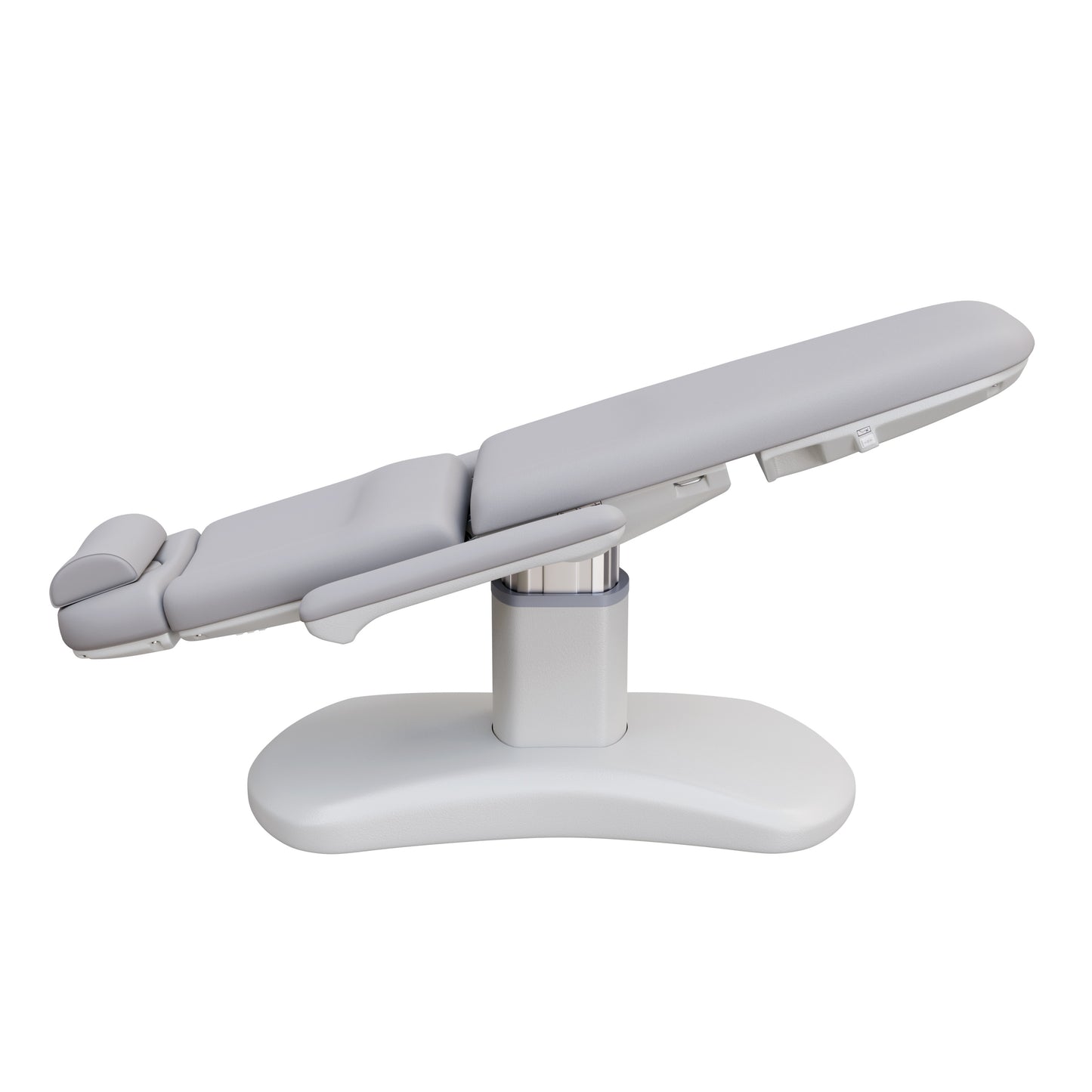 Spa Numa LUCENT 4 motor luxury electric treatment chair with pedestal base, Trendelenburg positioning, extendable headrest, and vegan leather upholstery—ideal for high-end spa, facial, and medical aesthetic procedures in compact treatment rooms.
