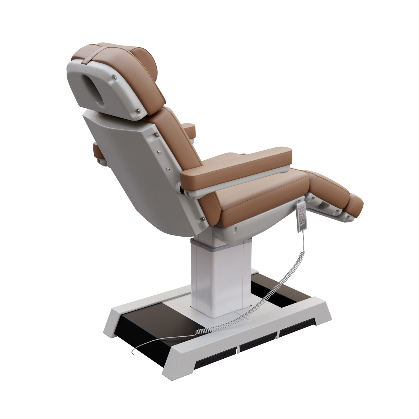 THE MEDICI heavy duty medical grade 4 motor electric treatment chair with memory remote and built-in foot pedals – adjustable height, backrest, footrest, and Trendelenburg tilt with removable armrests and wide extendable headrest – 450 lb. capacity for outpatient surgery and medical clinics.