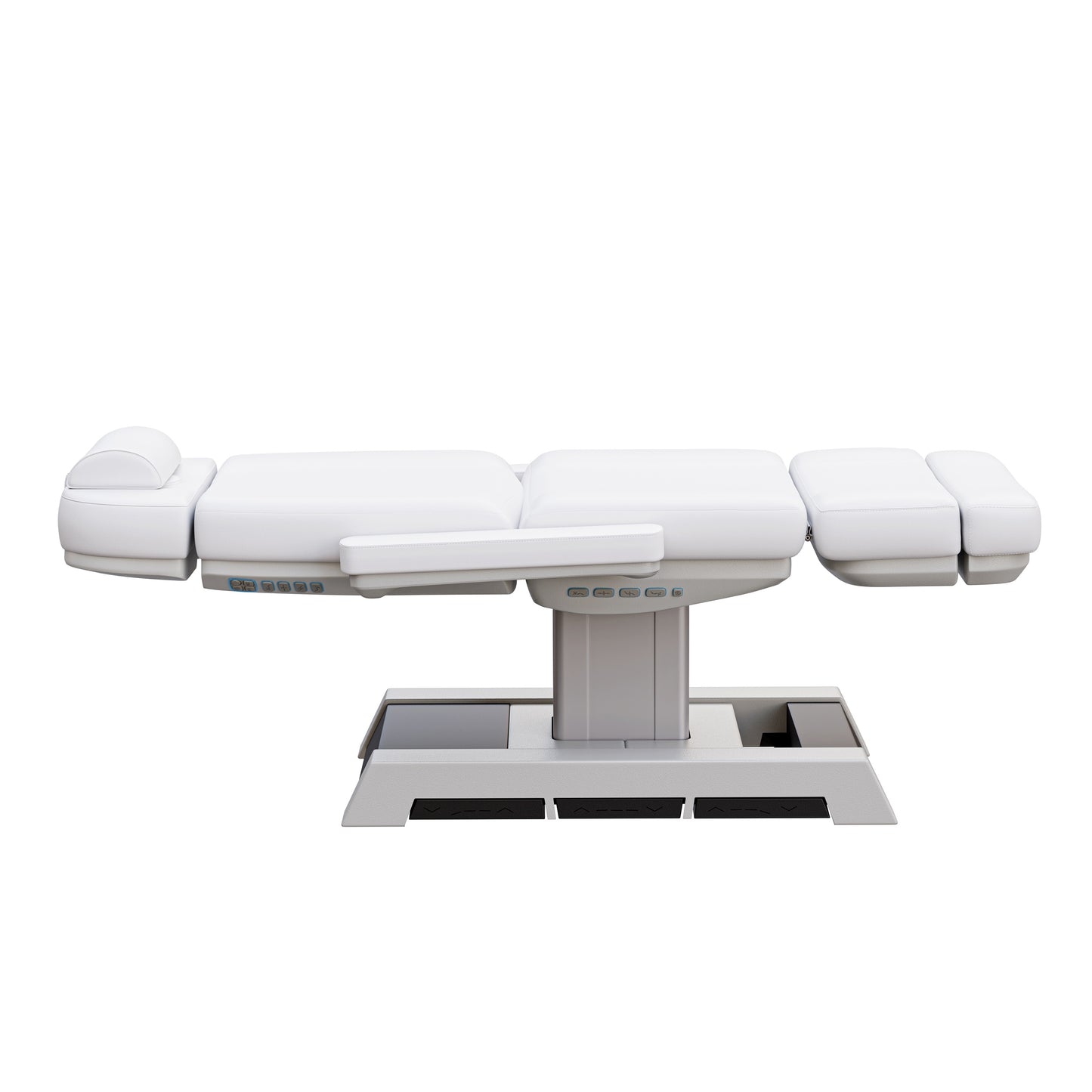 NEW MEDICI heavy duty medical grade 4 motor electric treatment chair with memory controls and LED-lit buttons – adjustable height, backrest, footrest, and tilt with removable armrests, wide headrest, and 450 lb. weight capacity for outpatient surgery and medical clinics.