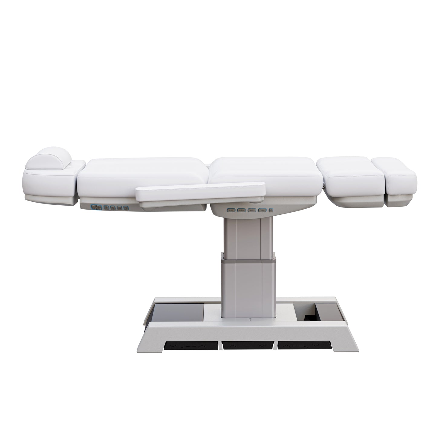 NEW MEDICI heavy duty medical grade 4 motor electric treatment chair with memory controls and LED-lit buttons – adjustable height, backrest, footrest, and tilt with removable armrests, wide headrest, and 450 lb. weight capacity for outpatient surgery and medical clinics.