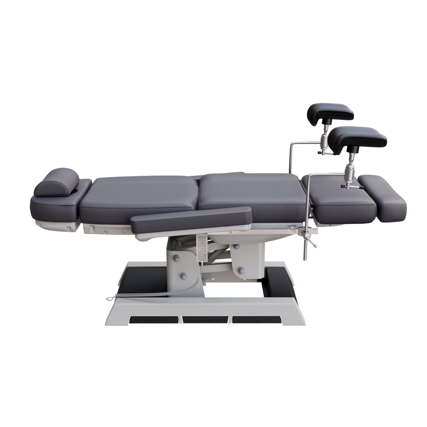 Fully electric Spa Numa MILANO OB-GYN chair with stirrups – 4 motor medical-grade treatment chair with adjustable height, tilt, backrest, and footrest, built-in foot pedals, and easy-to-clean vinyl for outpatient procedures.