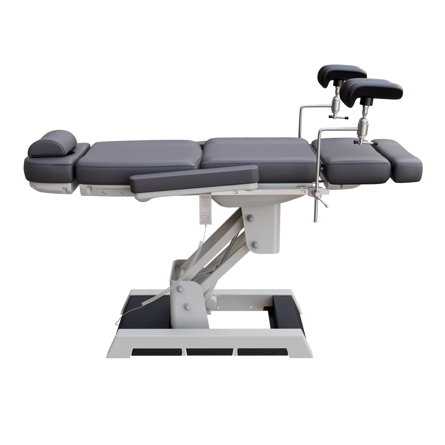 Fully electric Spa Numa MILANO OB-GYN chair with stirrups – 4 motor medical-grade treatment chair with adjustable height, tilt, backrest, and footrest, built-in foot pedals, and easy-to-clean vinyl for outpatient procedures.