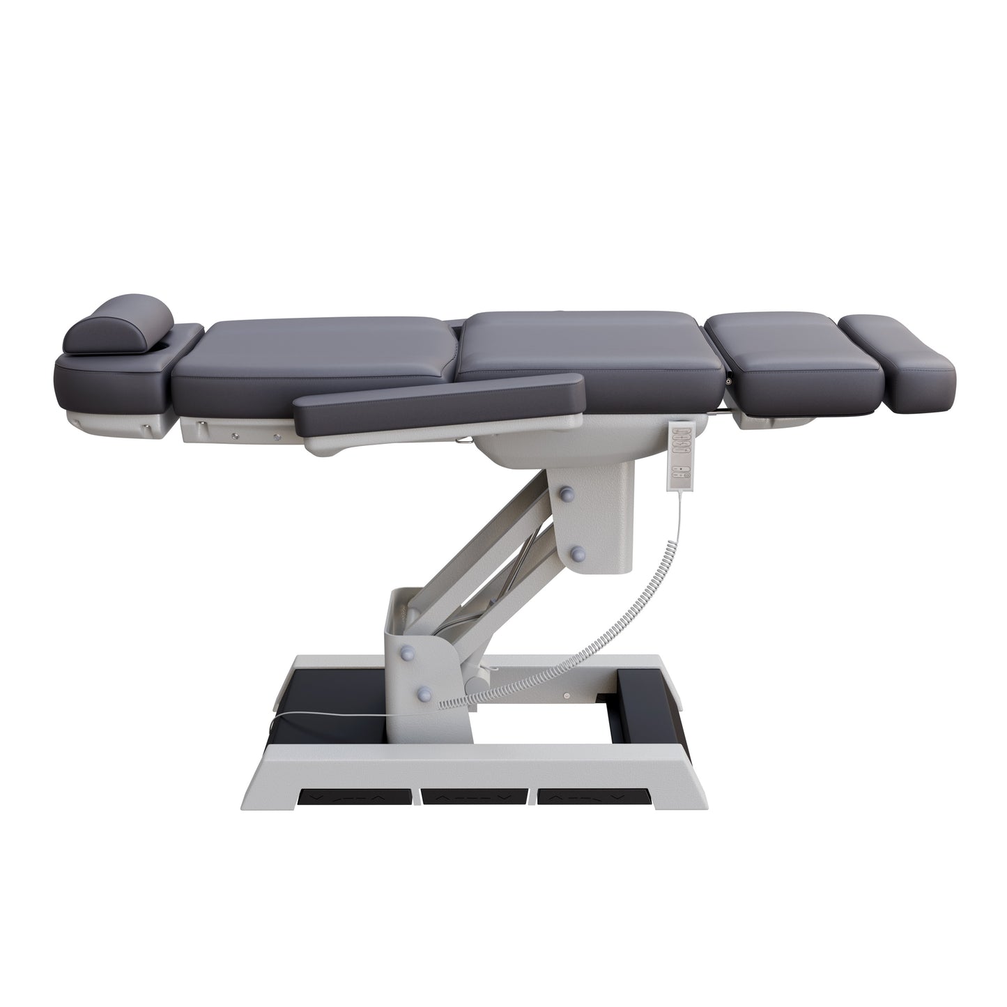 Spa Numa MILANO 4 motor medical-grade electric pedestal chair with built-in foot pedals – adjustable height, backrest, footrest, and tilt with removable armrests, vinyl upholstery, and reset function for clinical, spa, and wellness treatments.