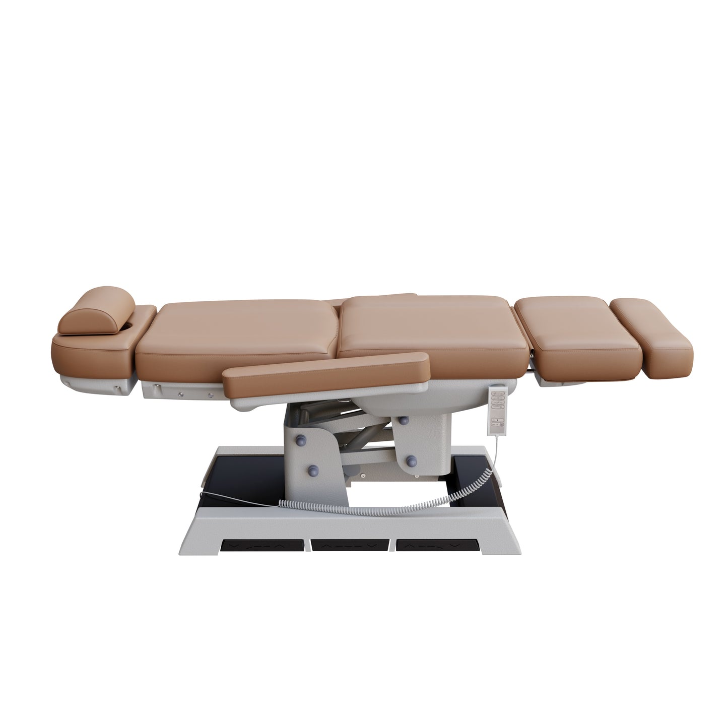 Spa Numa MILANO 4 motor medical-grade electric treatment chair with built-in foot pedal controls – adjustable height, backrest, footrest, and Trendelenburg tilt – removable armrests and high-capacity support for clinical and spa use.