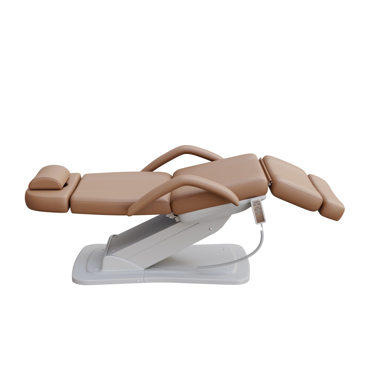 Spa Numa MINO luxury treatment chair with three electric motors for height, tilt, and backrest adjustment, removable arms, face hole, and elegant base – ideal for esthetic treatments, facials, and medical spas.