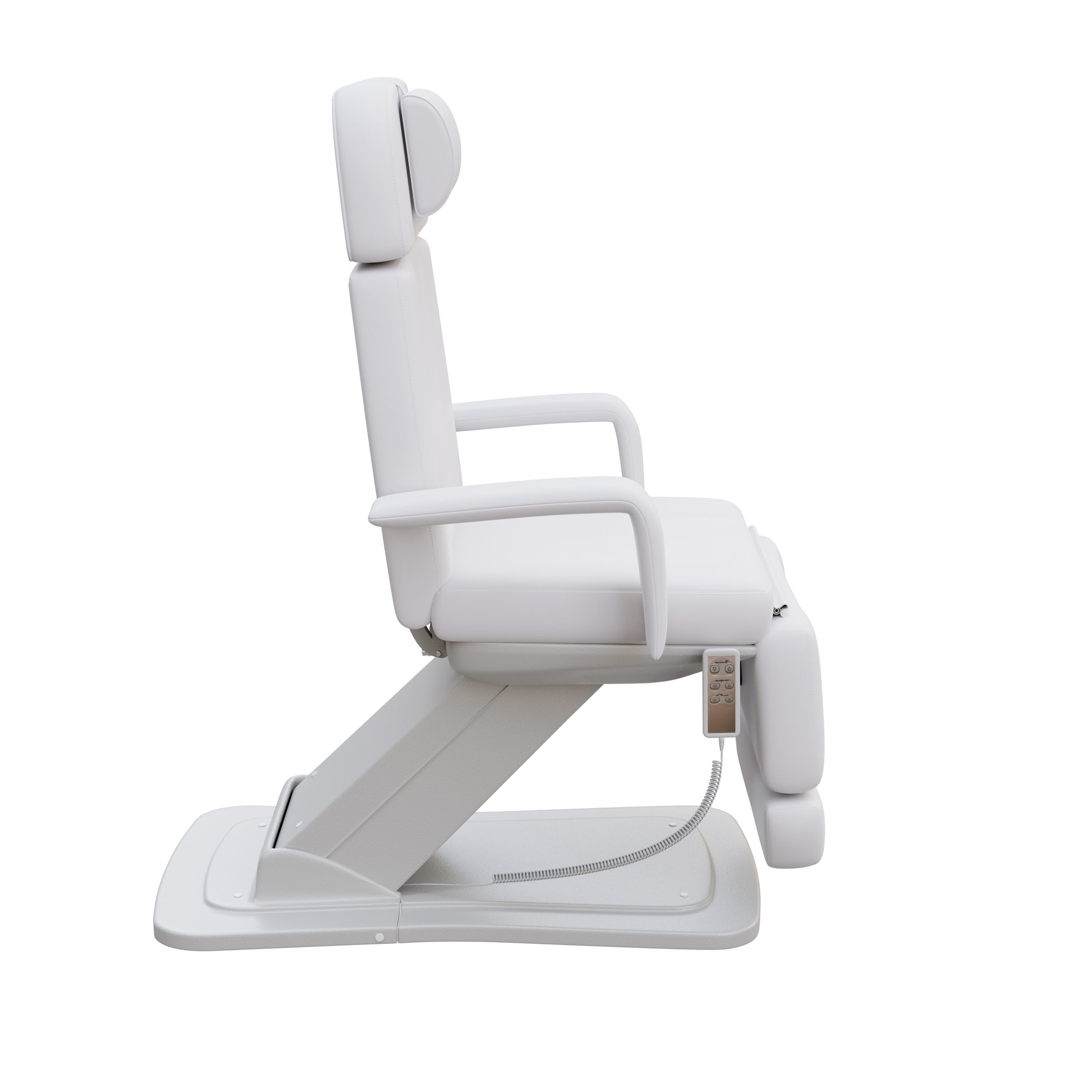 Spa Numa MINO luxury three motor electric treatment chair with adjustable height, tilt, and backrest, removable armrests, facial hole, and sleek modern base for spas, med spas, and aesthetic clinics.
