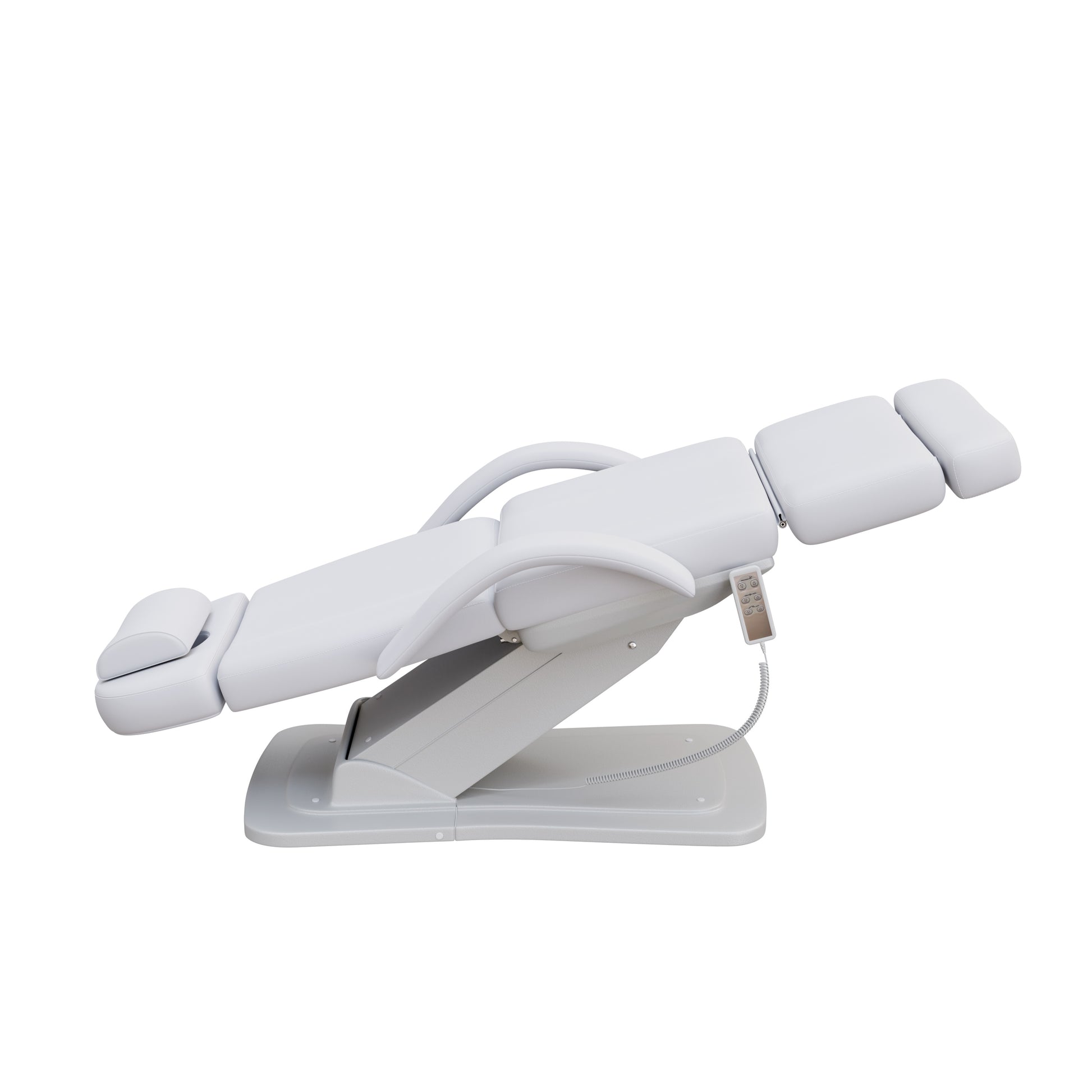 Spa Numa MINO luxury three motor electric treatment chair with adjustable height, tilt, and backrest, removable armrests, facial hole, and sleek modern base for spas, med spas, and aesthetic clinics.