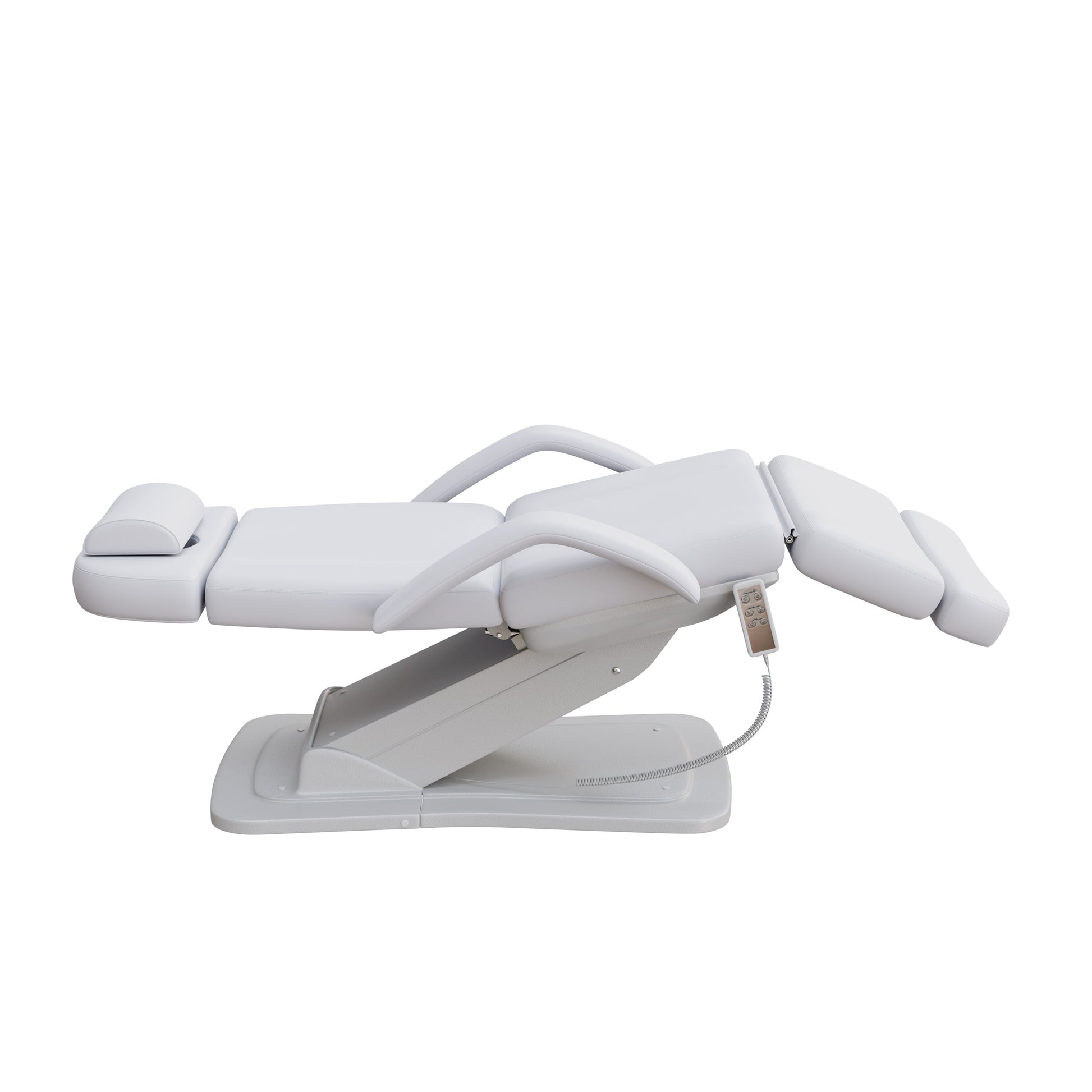 Spa Numa MINO luxury three motor electric treatment chair with adjustable height, tilt, and backrest, removable armrests, facial hole, and sleek modern base for spas, med spas, and aesthetic clinics.