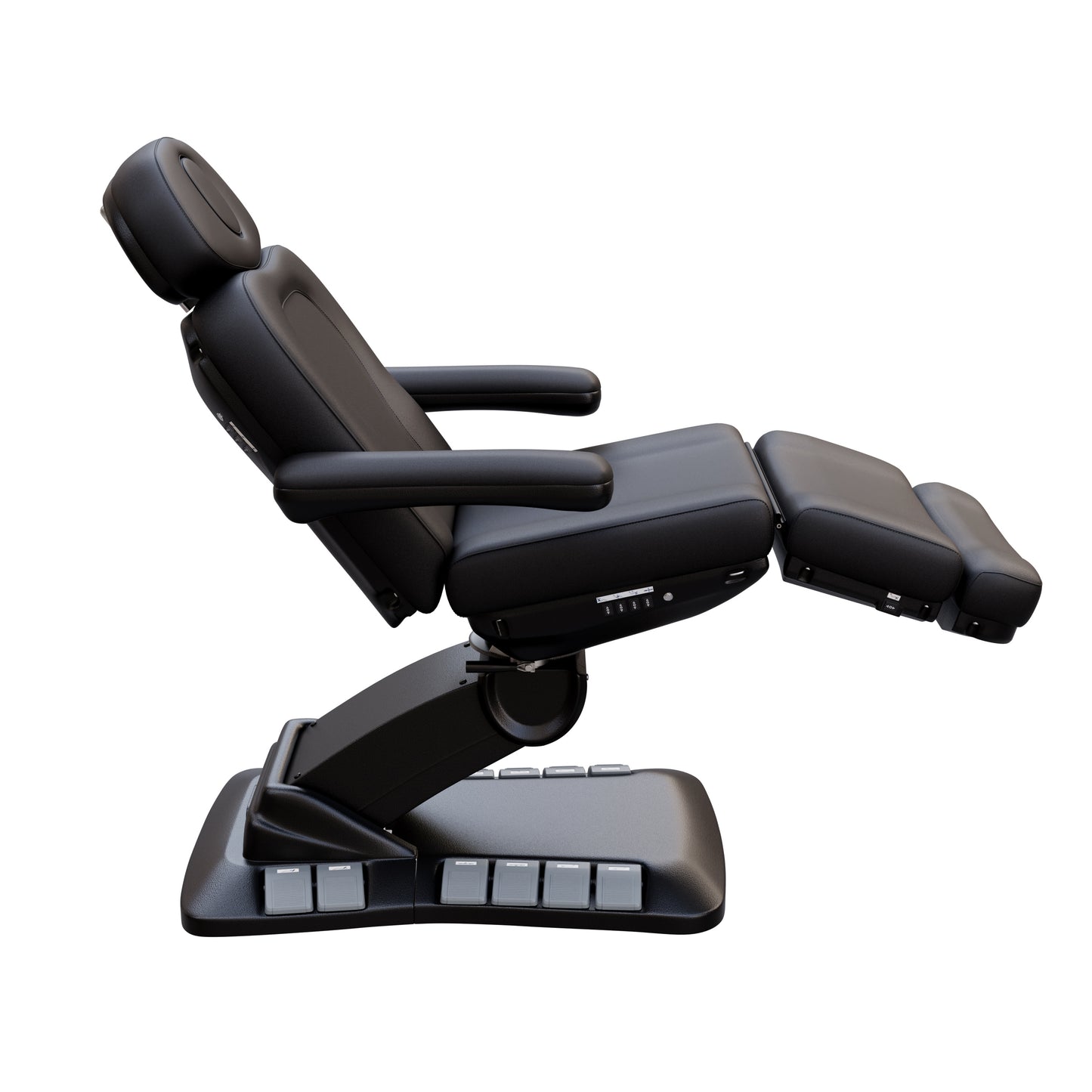 SPA NUMA Swivel Deluxe 4 Motor Electric Treatment Chair for med spas and outpatient procedures – features 120° rotation, adjustable height, backrest, leg-rest, and tilt, with facial hole, vegan leather, foot pedals, and reversible armrests for esthetic treatments.