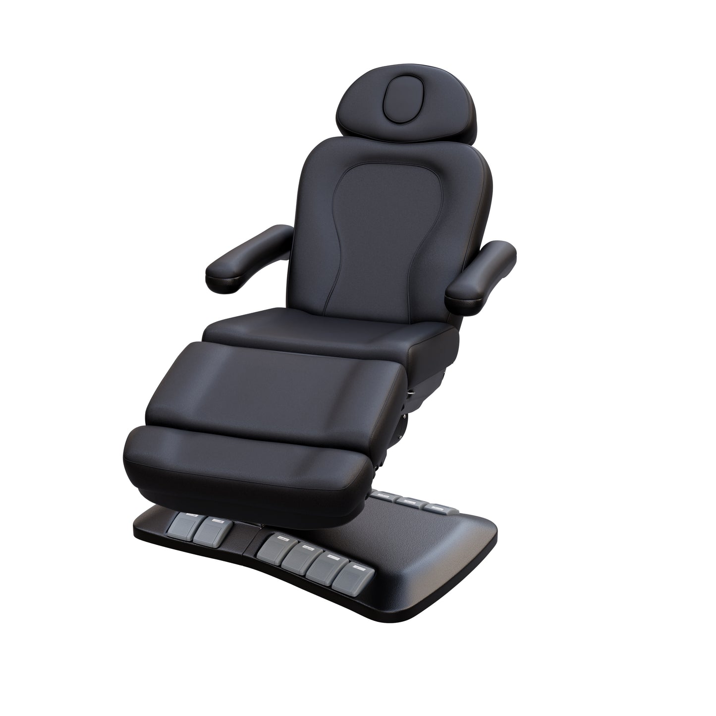 SPA NUMA Swivel Deluxe 4 Motor Electric Treatment Chair for med spas and outpatient procedures – features 120° rotation, adjustable height, backrest, leg-rest, and tilt, with facial hole, vegan leather, foot pedals, and reversible armrests for esthetic treatments.