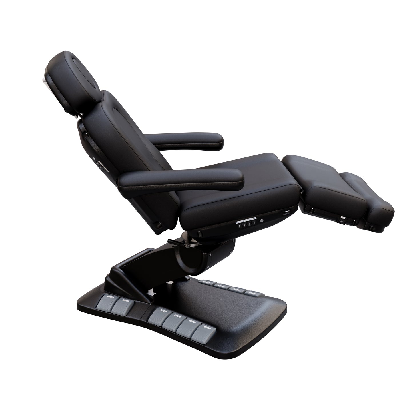 SPA NUMA Swivel Deluxe 4 Motor Electric Treatment Chair for med spas and outpatient procedures – features 120° rotation, adjustable height, backrest, leg-rest, and tilt, with facial hole, vegan leather, foot pedals, and reversible armrests for esthetic treatments.