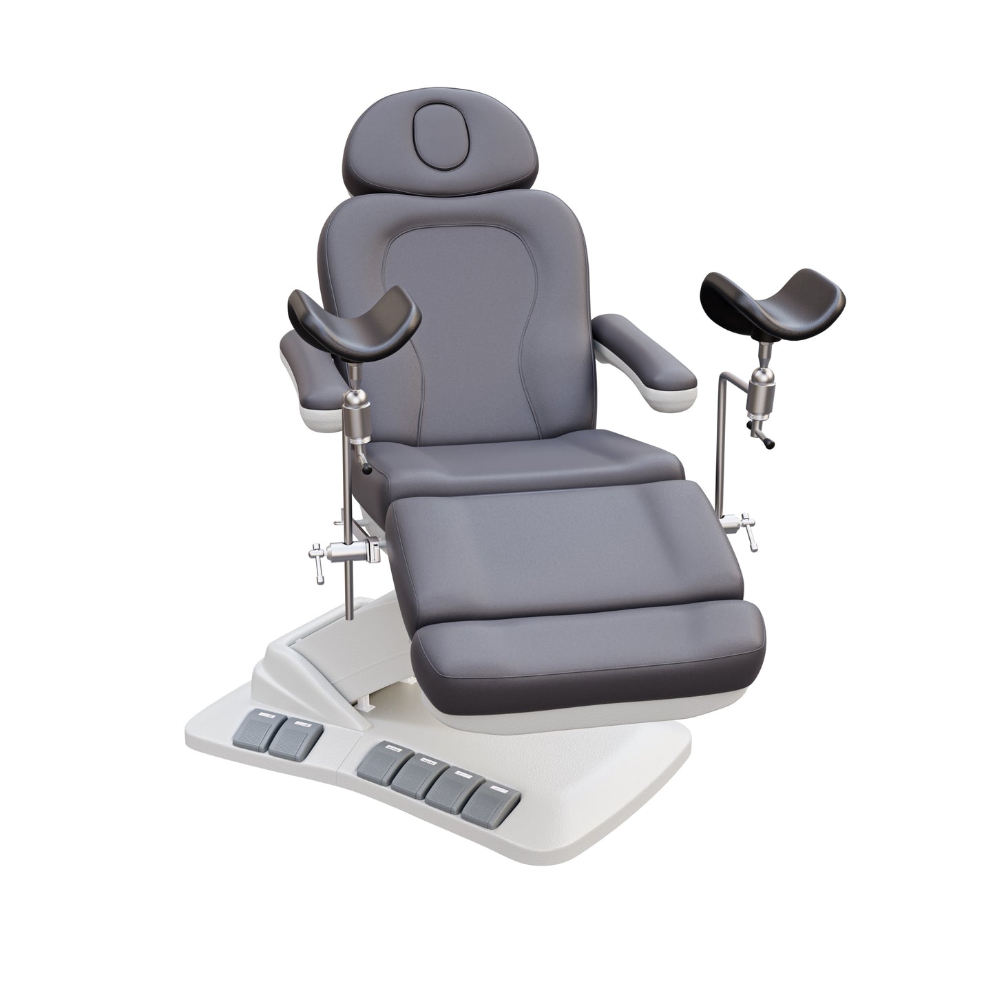 SPA NUMA OB-GYN Swivel Deluxe electric treatment chair with stirrups, 4 motors, 120-degree rotation, vegan leather, for gynecology and outpatient procedures.