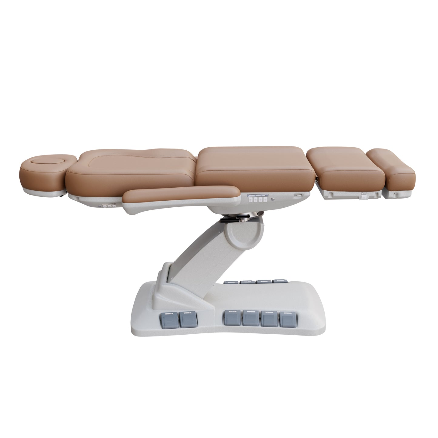 SPA NUMA Swivel Deluxe 4 Motor Electric Treatment Chair for medical, esthetic, and fat-reduction procedures – features 120° rotation, adjustable height, backrest, and leg-rest, vegan leather, facial hole, built-in foot pedals, and memory reset function.