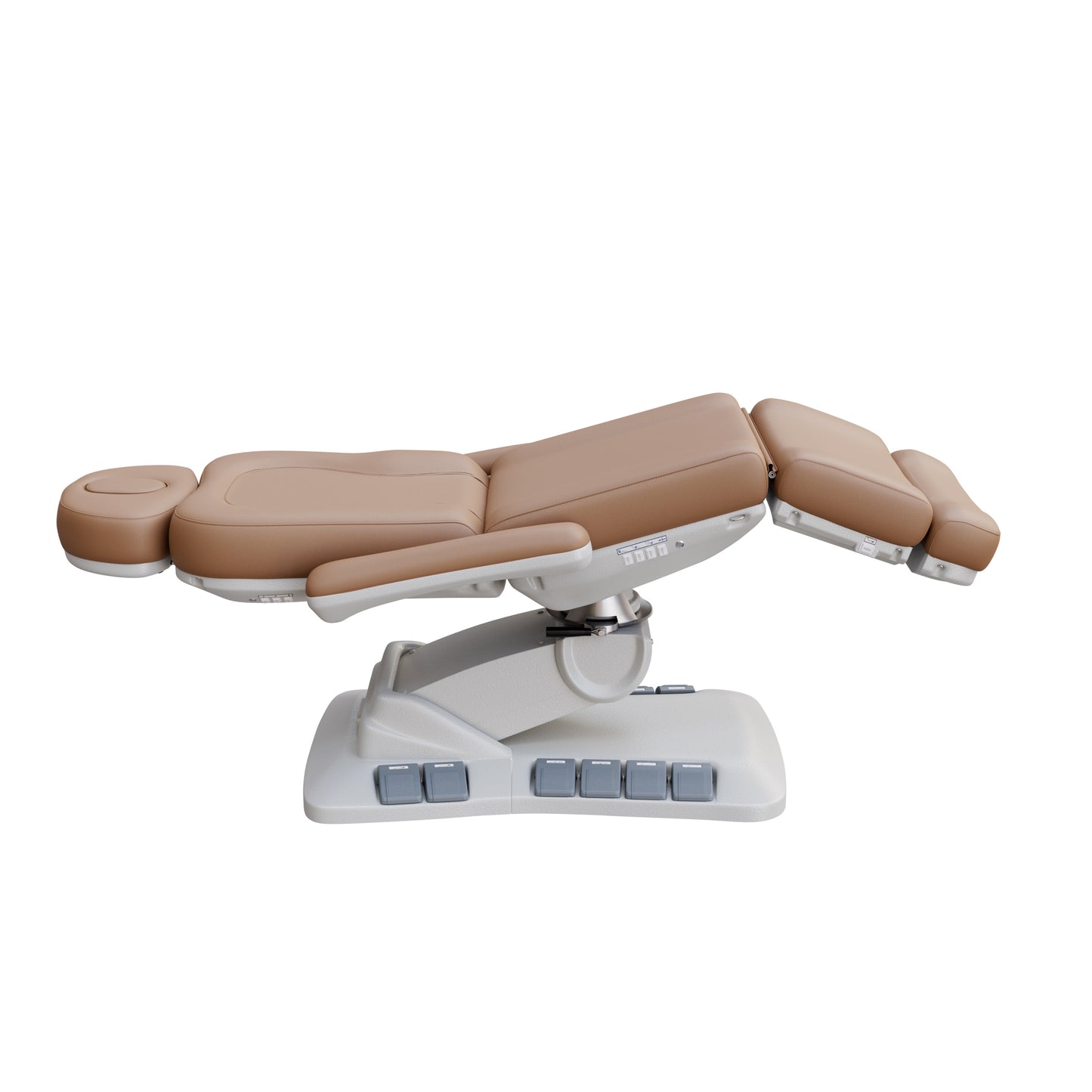 SPA NUMA Swivel Deluxe 4 Motor Electric Treatment Chair for medical, esthetic, and fat-reduction procedures – features 120° rotation, adjustable height, backrest, and leg-rest, vegan leather, facial hole, built-in foot pedals, and memory reset function.