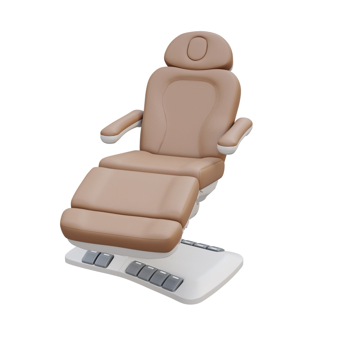 SPA NUMA Swivel Deluxe 4 Motor Electric Treatment Chair for medical, esthetic, and fat-reduction procedures – features 120° rotation, adjustable height, backrest, and leg-rest, vegan leather, facial hole, built-in foot pedals, and memory reset function.