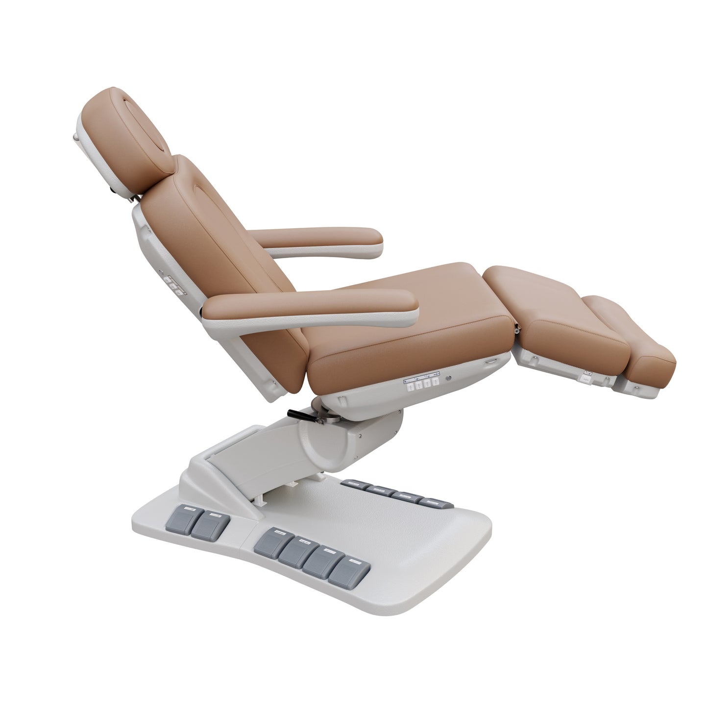 SPA NUMA Swivel Deluxe 4 Motor Electric Treatment Chair for medical, esthetic, and fat-reduction procedures – features 120° rotation, adjustable height, backrest, and leg-rest, vegan leather, facial hole, built-in foot pedals, and memory reset function.