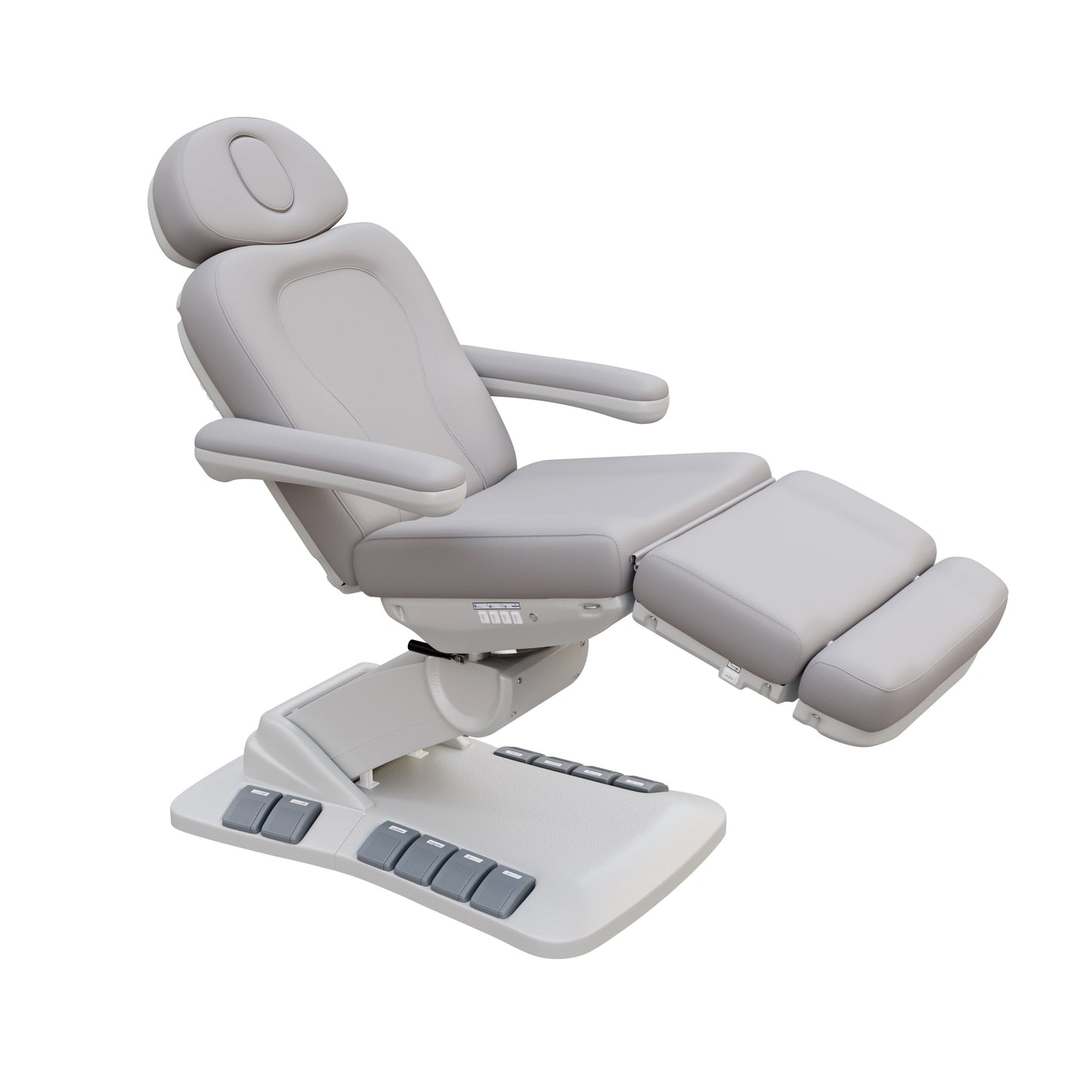 SPA NUMA Swivel Deluxe 4 Motor Electric Treatment Chair for esthetic procedures, outpatient surgery, and medical evaluations – features 120° rotation, vegan leather upholstery, built-in foot pedals, reversible armrests, extendable headrest with face hole.