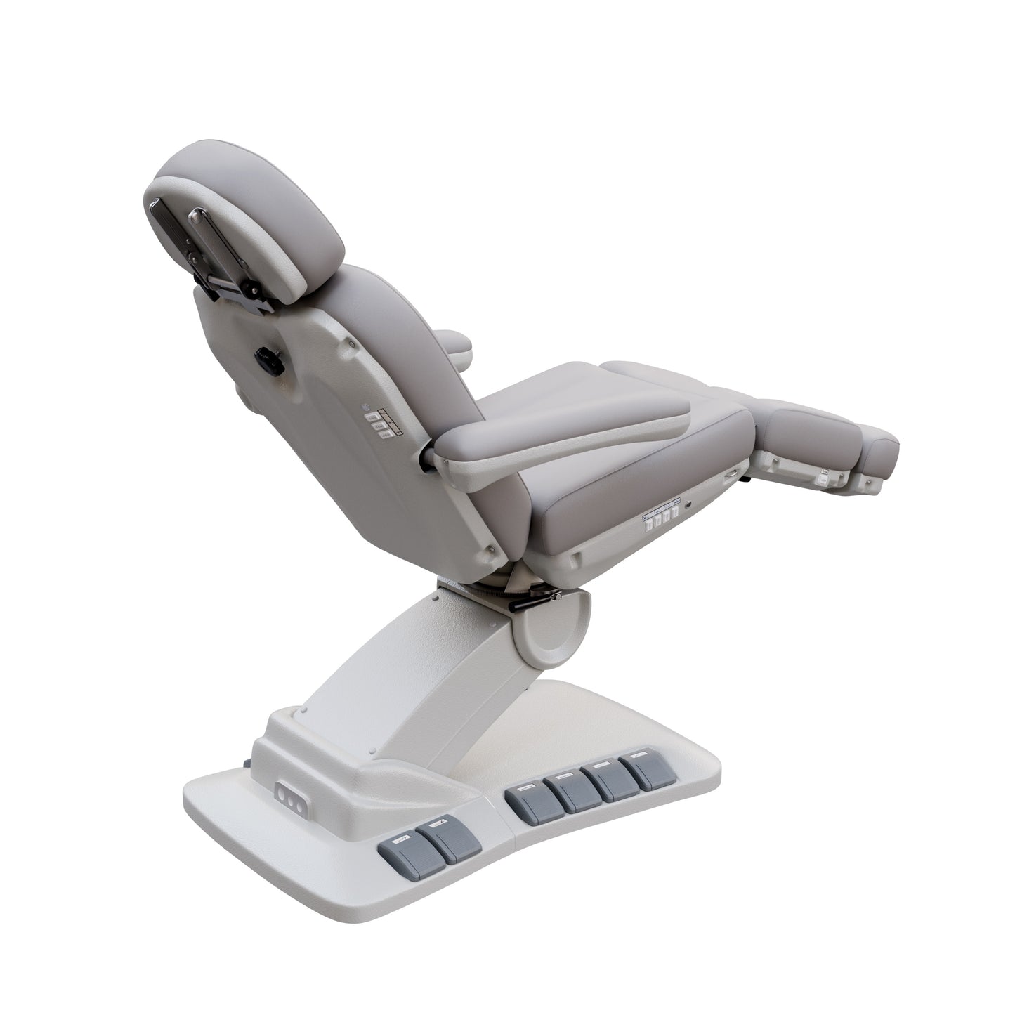 SPA NUMA Swivel Deluxe 4 Motor Electric Treatment Chair for esthetic procedures, outpatient surgery, and medical evaluations – features 120° rotation, vegan leather upholstery, built-in foot pedals, reversible armrests, extendable headrest with face hole.