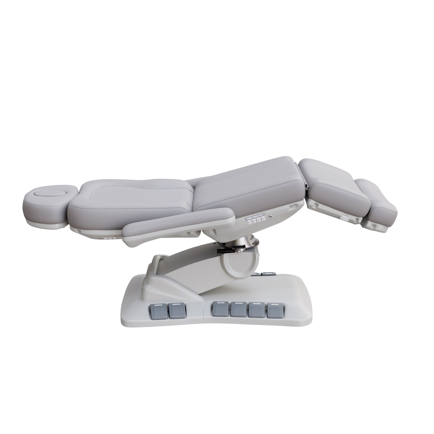 SPA NUMA Swivel Deluxe 4 Motor Electric Treatment Chair for esthetic procedures, outpatient surgery, and medical evaluations – features 120° rotation, vegan leather upholstery, built-in foot pedals, reversible armrests, extendable headrest with face hole.