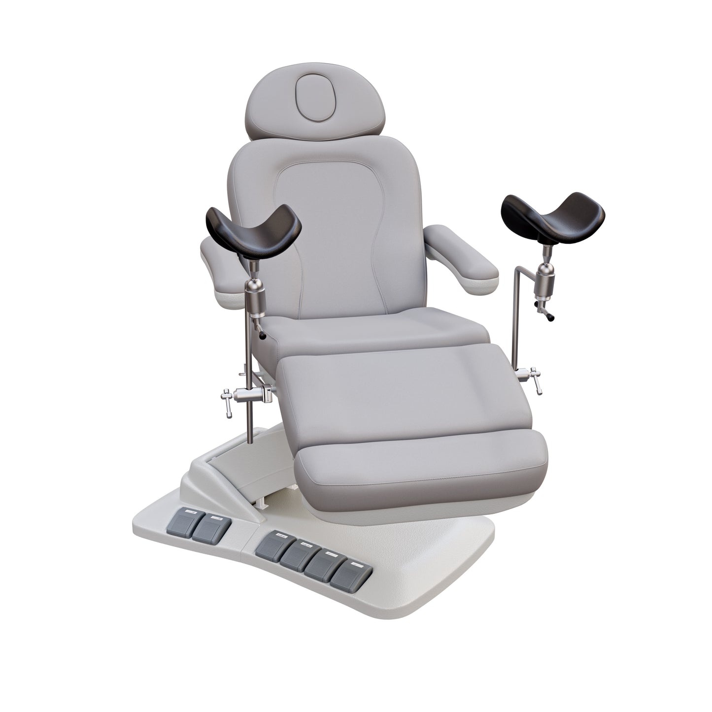 SPA NUMA OB-GYN Swivel Deluxe 4 motor electric treatment chair with stirrups, vegan leather upholstery, 120-degree rotation, for gynecological exams and aesthetic procedures.