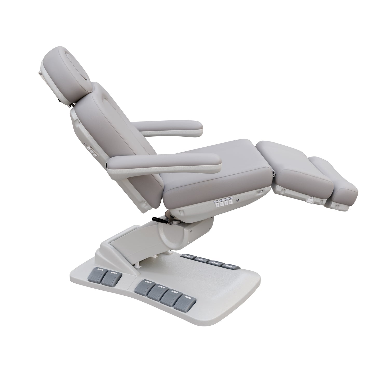 SPA NUMA Swivel Deluxe 4 Motor Electric Treatment Chair for esthetic procedures, outpatient surgery, and medical evaluations – features 120° rotation, vegan leather upholstery, built-in foot pedals, reversible armrests, extendable headrest with face hole.