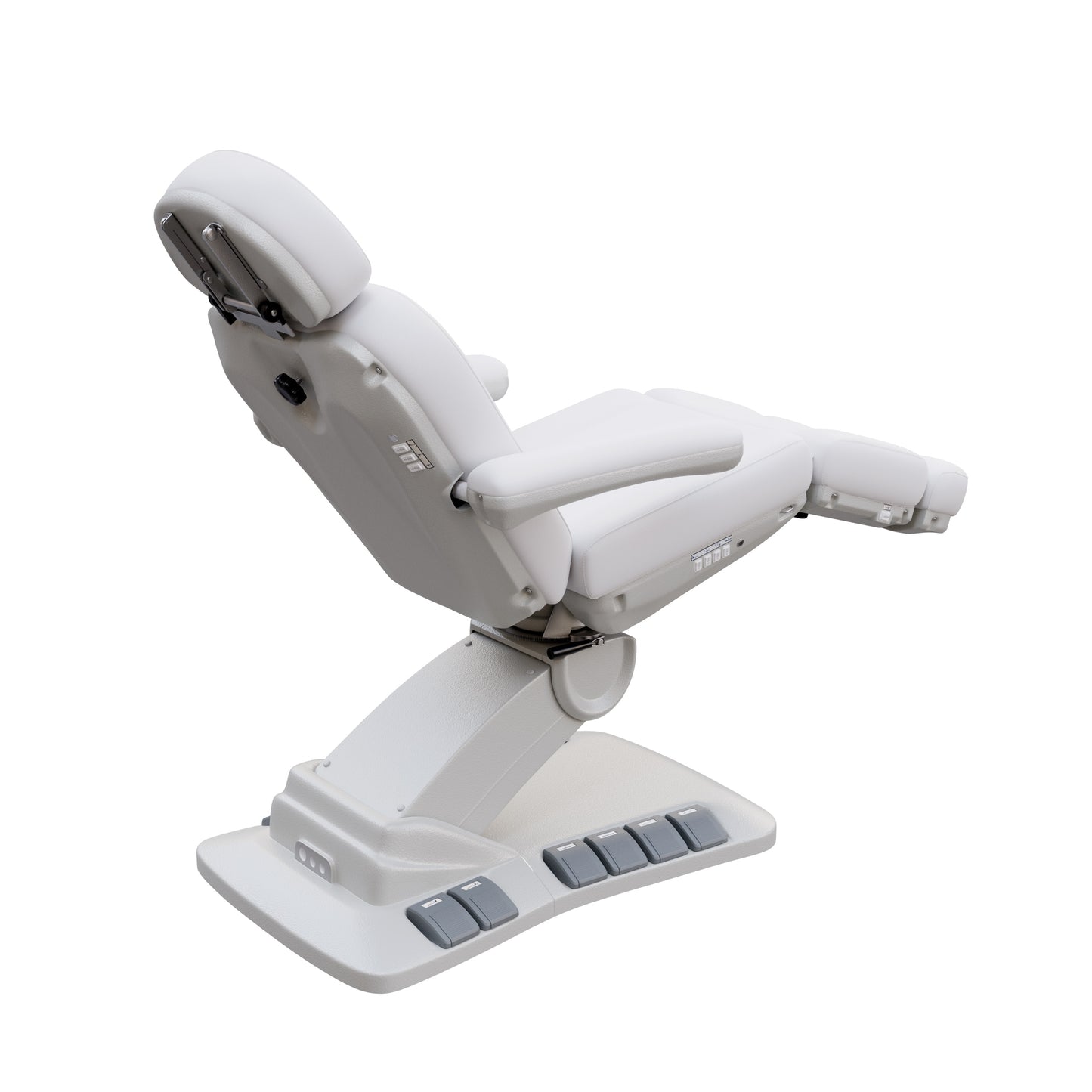 Spa Numa SWIVEL DELUXE 4 motor electric treatment chair with 120° rotation, built-in foot pedals, extendable headrest with facial hole, and vegan leather upholstery—ideal for esthetic procedures, outpatient surgery, and medspa treatments.